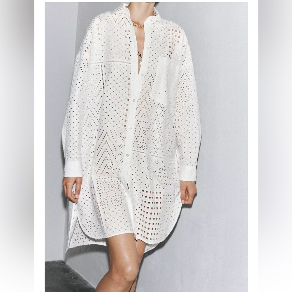 Zara ZW Collection Embroidered Eyelet Dress - Picture 6 of 11